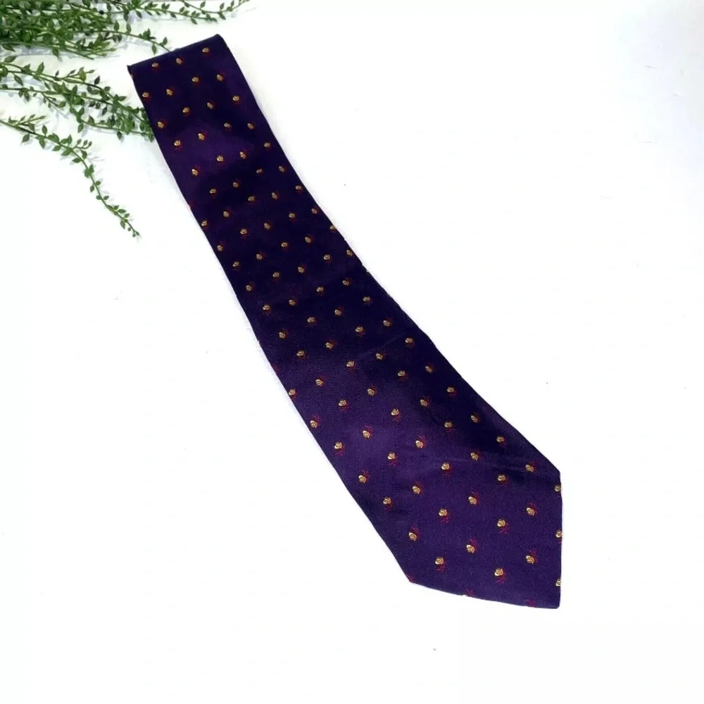 Burberry London Roses Floral Print Purple Silk Designer Tie Made in England - Picture 3 of 7